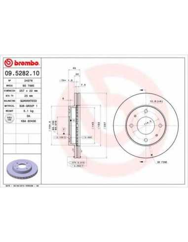 Pastillas de freno delanteras BREMBO 09.5282.10 - HYUNDAI SONATA Mk II