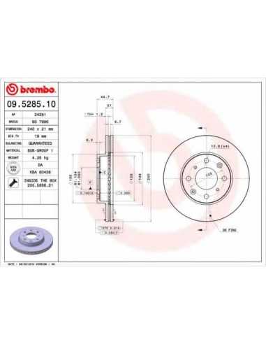 Pastillas de freno delanteras BREMBO 09.5285.10 - HONDA CIVIC Mk IV Sedán