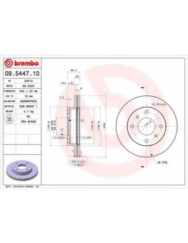 Pastillas de freno delanteras BREMBO 09.5447.10 - NISSAN PRIMERA