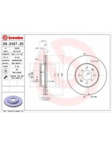 Pastillas de freno delanteras BREMBO 09.5457.20 - HONDA CONCERTO Sedán