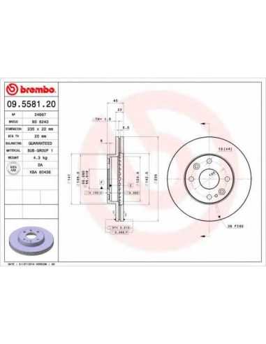 Pastillas de freno delanteras BREMBO 09.5581.20 - KIA RIO Sedán