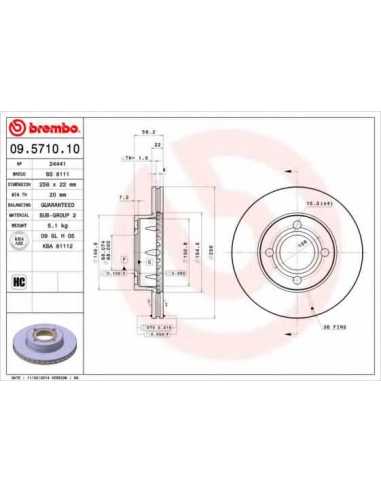 Pastillas de freno delanteras BREMBO 09.5710.10 - AUDI 90