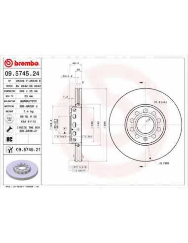 Pastillas de freno delanteras BREMBO 09.5745.24 - AUDI 100 Sedán