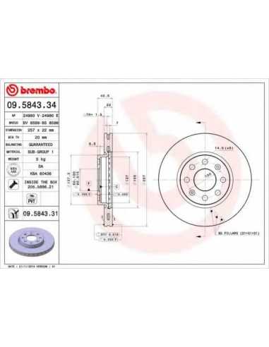 Pastillas de freno delanteras BREMBO 09.5843.34 - OPEL CORSA E Van
