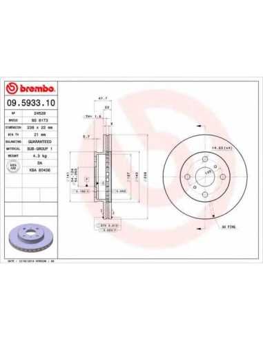 Pastillas de freno delanteras BREMBO 09.5933.10 - TOYOTA CARINA Mk II Sedán