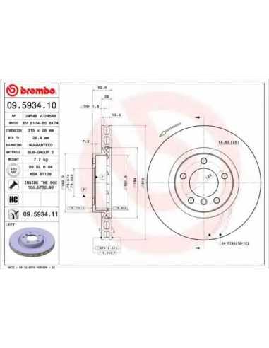 Pastillas de freno delanteras BREMBO 09.5934.10 - BMW 3 Sedán