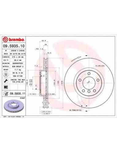 Pastillas de freno delanteras BREMBO 09.5935.10 - BMW 3 Sedán