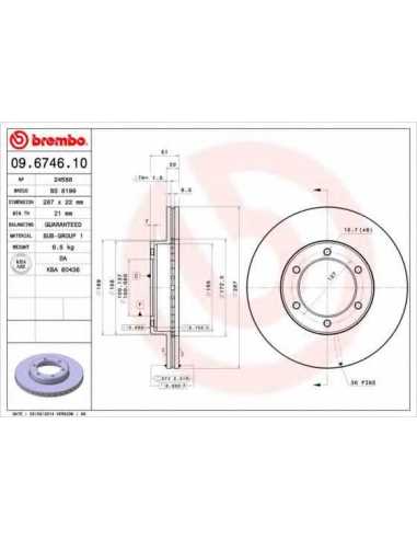 Pastillas de freno delanteras BREMBO 09.6746.10 - TOYOTA HIACE II Furgón