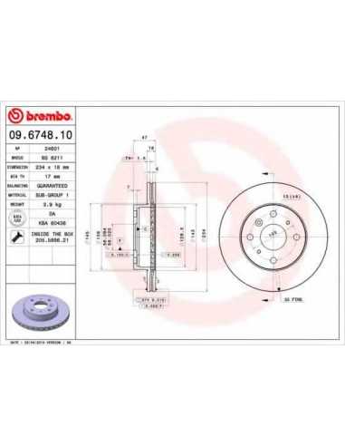 Pastillas de freno delanteras BREMBO 09.6748.10 - DAIHATSU CHARADE Mk IV
