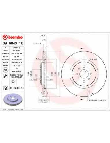 Pastillas de freno delanteras BREMBO 09.6843.11 - FIAT COUPE