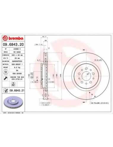 Pastillas de freno delanteras BREMBO 09.6843.21 - ALFA ROMEO SPIDER