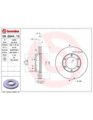 Pastillas de freno delanteras BREMBO 09.6844.10 - TOYOTA DYNA 150 Caja/Chasis