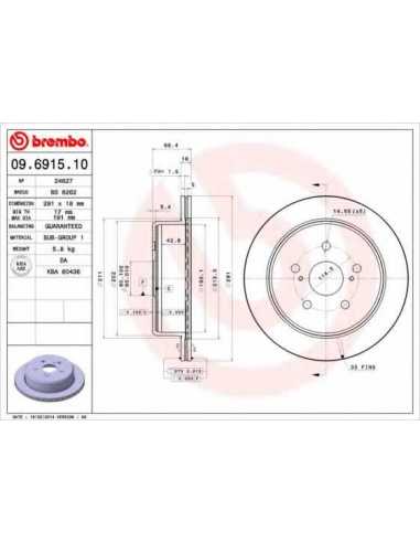 Pastillas de freno traseras BREMBO 09.6915.10 - TOYOTA ESTIMA