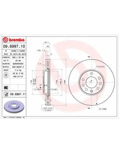 Pastillas de freno BREMBO 09.6997.10 - OPEL CALIBRA A