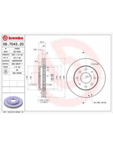 Pastillas de freno delanteras BREMBO 09.7043.20 - MITSUBISHI RVR