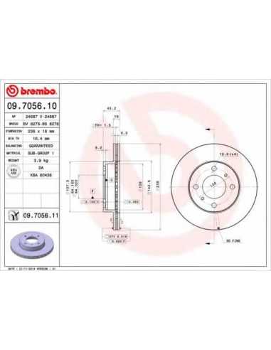 Pastillas de freno delanteras BREMBO 09.7056.11 - MITSUBISHI COLT Mk V