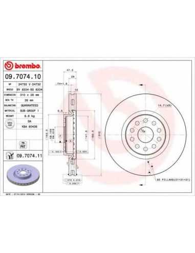 Pastillas de freno delanteras BREMBO 09.7074.11 - LANCIA KAPPA