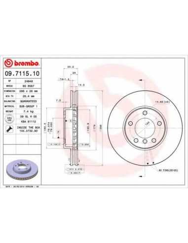 Pastillas de freno delanteras BREMBO 09.7115.10 - BMW 5 Sedán
