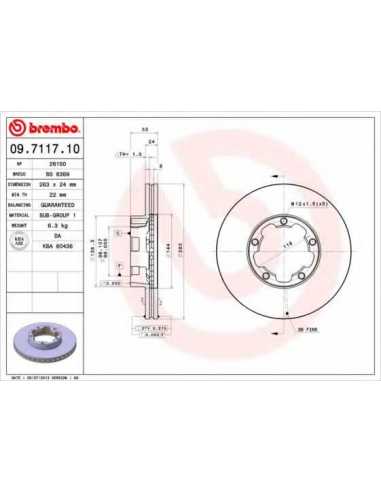 Pastillas de freno delanteras BREMBO 09.7117.10 - NISSAN TRADE Furgón/ranchera familiar