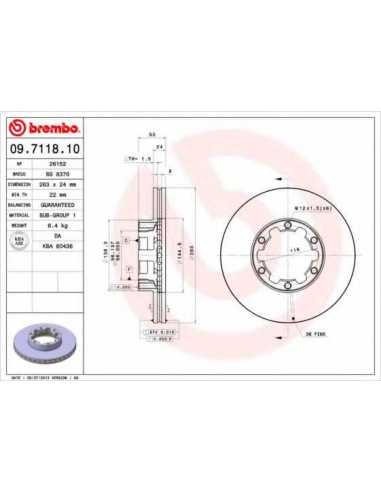 Pastillas de freno delanteras BREMBO 09.7118.10 - NISSAN TRADE Autobús