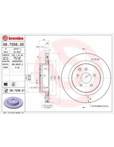 Pastillas de freno traseras BREMBO 09.7356.21 - NISSAN FAIRLADY Z Descapotable