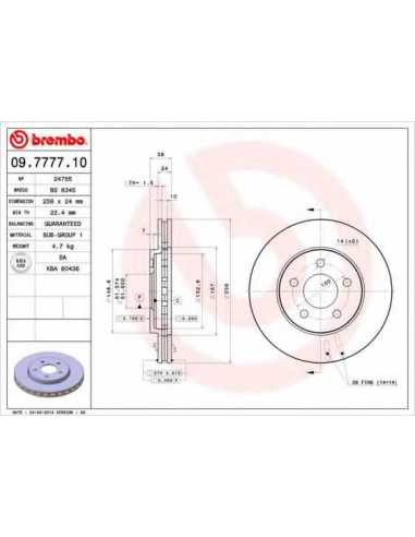 Pastillas de freno delanteras BREMBO 09.7777.10 - DODGE CARAVAN