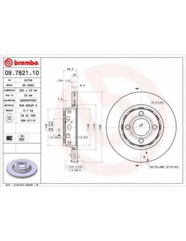 Pastillas de freno delanteras BREMBO 09.7821.10 - AUDI CABRIOLET