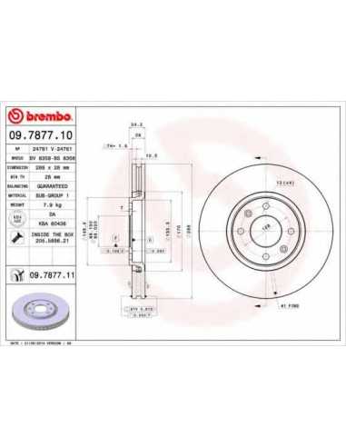 Pastillas de freno delanteras BREMBO 09.7877.10 - CITROËN XANTIA