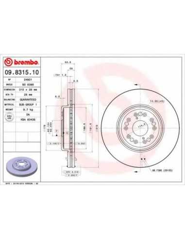 Pastillas de freno delanteras BREMBO 09.8315.10 - LEXUS LS Sedán