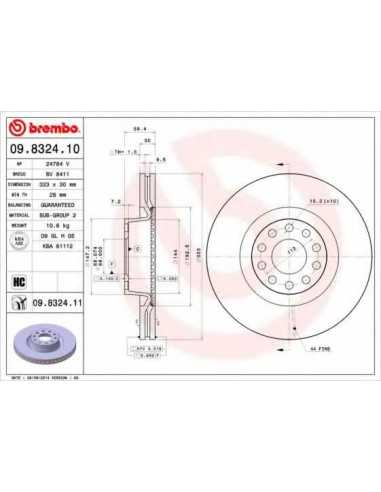 Pastillas de freno delanteras BREMBO 09.8324.11 - AUDI A8 Sedán