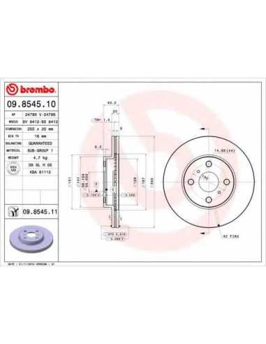 Pastillas de freno delanteras BREMBO 09.8545.10 - TOYOTA VITZ