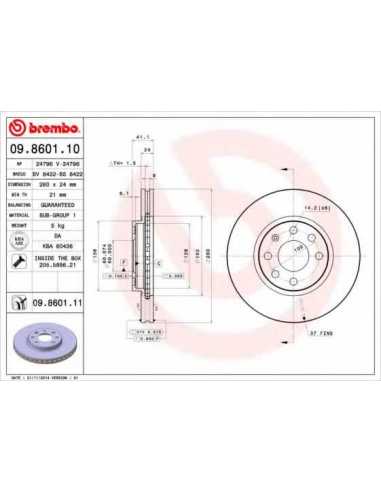 Pastillas de freno delanteras BREMBO 09.8601.10 - OPEL COMBO Furgón/ranchera familiar