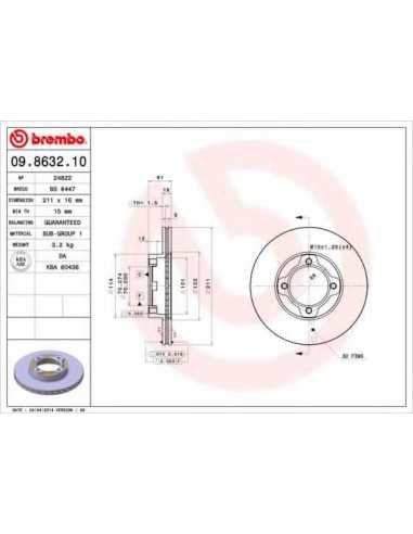 Pastillas de freno delanteras BREMBO 09.8632.10 - DAIHATSU MIRA Mk III