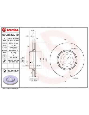 Pastillas de freno delanteras BREMBO 09.8633.10 - VOLVO S60 I Sedán