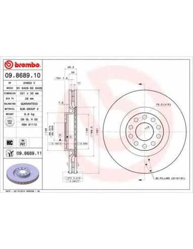 Pastillas de freno delanteras BREMBO 09.8689.11 - AUDI A6 Avant