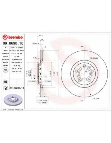Pastillas de freno delanteras BREMBO 09.8690.11 - VW PASSAT Variant