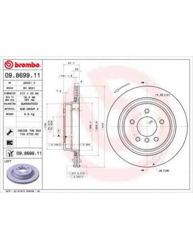Pastillas de freno traseras BREMBO 09.8699.11 - BMW 3 Sedán