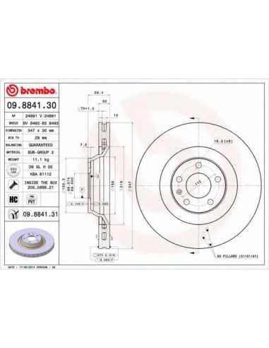 Pastillas de freno delanteras BREMBO 09.8841.30 - AUDI A6 Sedán