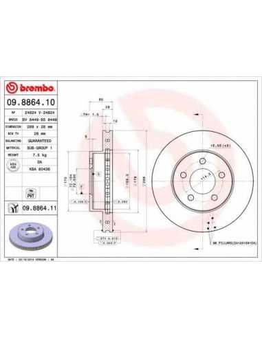 Pastillas de freno delanteras BREMBO 09.8864.10 - JEEP LIBERTY