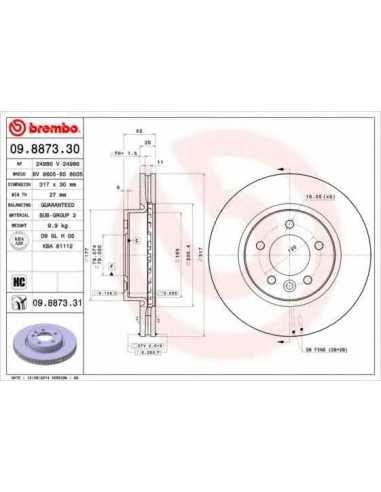 Pastillas de freno delanteras BREMBO 09.8873.30 - LAND ROVER LR3 III