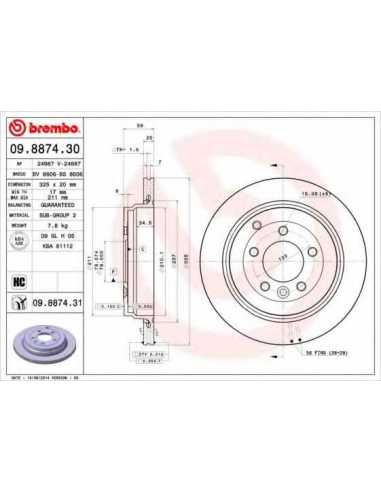 Pastillas de freno traseras BREMBO 09.8874.30 - LAND ROVER RANGE ROVER SPORT