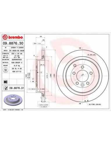 Pastillas de freno traseras BREMBO 09.8876.30 - LAND ROVER LR3 III