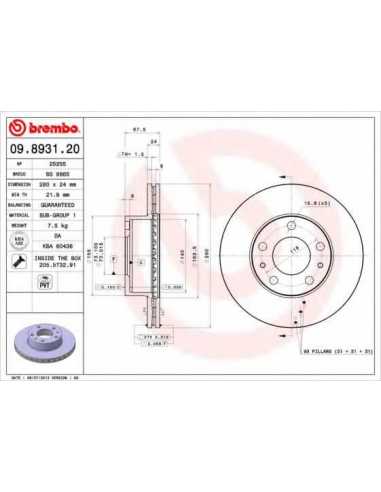 Pastillas de freno delanteras BREMBO 09.8931.20 - CITROËN RELAY Caja/Chasis