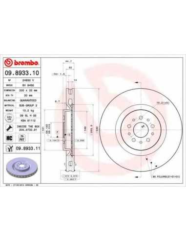 Pastillas de freno delanteras BREMBO 09.8933.11 - ALFA ROMEO GTV