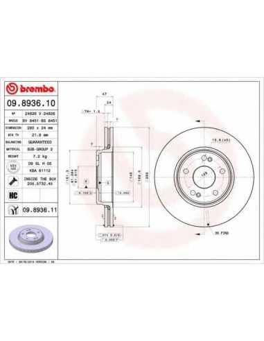 Pastillas de freno delanteras BREMBO 09.8936.10 - RENAULT LAGUNA II