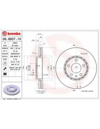 Pastillas de freno delanteras BREMBO 09.8937.10 - NISSAN PRIMASTAR Van