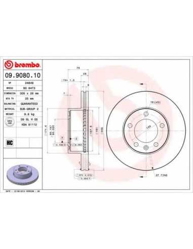 Pastillas de freno delanteras BREMBO 09.9080.10 - NISSAN INTERSTAR Autobús