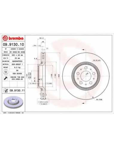 Pastillas de freno delanteras BREMBO 09.9130.10 - VOLVO V70 XC