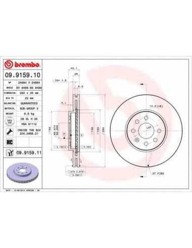 Pastillas de freno delanteras BREMBO 09.9159.11 - OPEL COMBO Furgón/ranchera familiar
