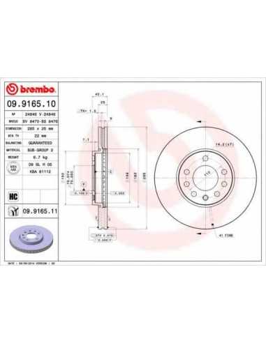 Pastillas de freno delanteras BREMBO 09.9165.10 - OPEL VECTRA C